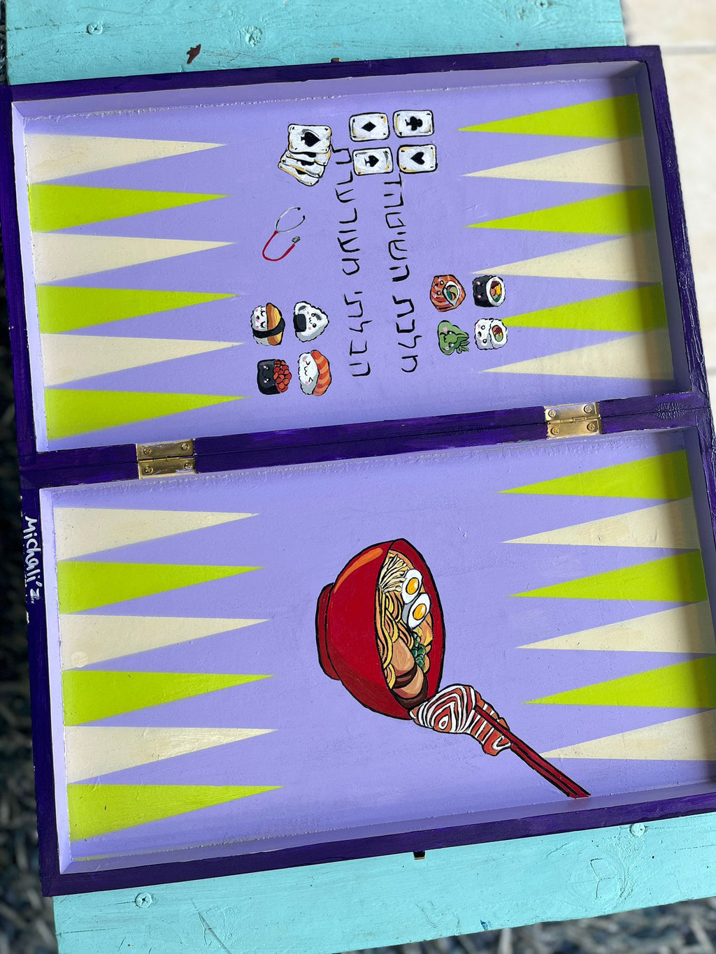 תמונה בצד אחד, מספר אייקונים בצד שני